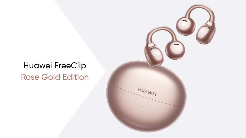 صورة اطلاق سماعات HUAWEI FreeClip بلمسة نهائية من الذهب الوردي